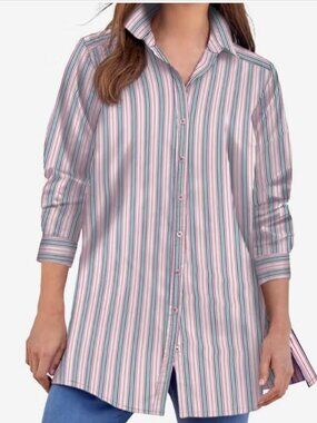 Roman's - Kate Long Sleeve Cotton- Blend - Botton Front - NWT - 22W